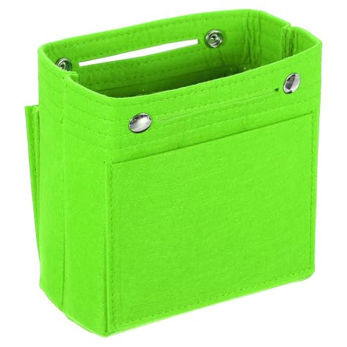 QUARKZMAN Taschenorganizer-Einsatz, tragbare Filz-Organizer-Taschen mit Druckknopf-Mehreren Fächern Taschenfutter für gewölbte Satchel, Tragetasche (17 cm x 10 cm x 16 cm, Grün) von QUARKZMAN
