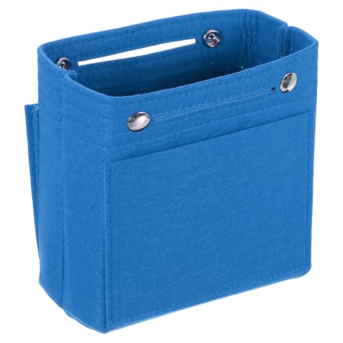 QUARKZMAN Taschenorganizer-Einsatz, tragbare Filz-Organizer-Taschen mit Druckknopf-Mehreren Fächern Taschenfutter für gewölbte Satchel, Tragetasche (17 x 10 x 16 cm, Blau) von QUARKZMAN