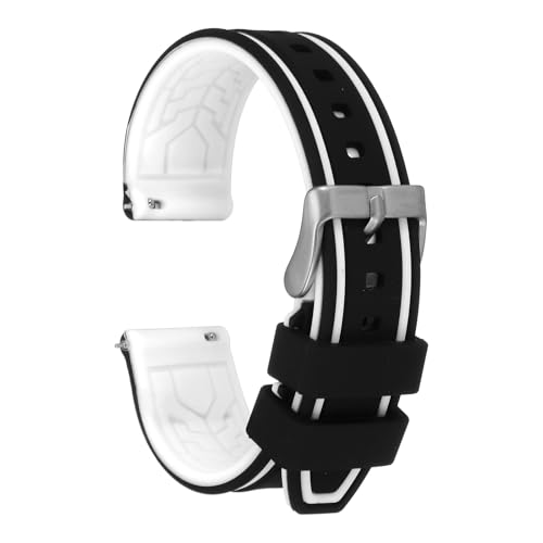 QUARKZMAN Uhrenarmbänder Silikon 22mm Uhrenarmband Gummi mit Edelstahl Schnellverschluss Dornschließe Zweifarbig Ersatzuhrband Watch Strap Quick Release für Männer Frauen, Schwarz Weiß QUARKZMAN Uhrenarmbänder Silikon 22mm Uhrenarmband Gummi mit Edelstahl Schnellverschluss Dornschließe Zweifarbig Ersatzuhrband Watch Strap Quick Release für Männer Frauen, Schwarz Weiß von QUARKZMAN