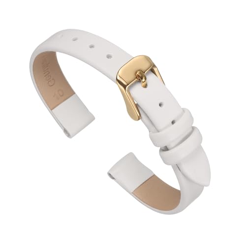 QUARKZMAN Weiß Leder Uhrenarmband Uhr Lederarmband 10mm Uhrenarmbänder, flaches dünnes elegantes Goldfarbene Schnalle für Smartwatch Männer Frauen Herren Damen QUARKZMAN Weiß Leder Uhrenarmband Uhr Lederarmband 10mm Uhrenarmbänder, flaches dünnes elegantes Goldfarbene Schnalle für Smartwatch Männer Frauen Herren Damen von QUARKZMAN