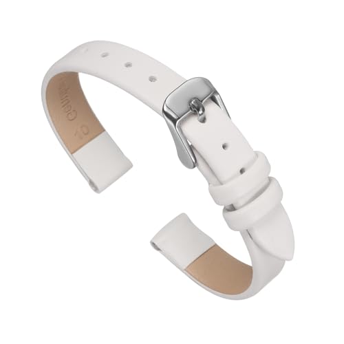 QUARKZMAN Weiß Leder Uhrenarmband Uhr Lederarmband 10mm Uhrenarmbänder, flaches dünnes elegantes Lederuhrenarmband Silberfarbene Schnalle für Smartwatch Männer Frauen Herren Damen QUARKZMAN Weiß Leder Uhrenarmband Uhr Lederarmband 10mm Uhrenarmbänder, flaches dünnes elegantes Lederuhrenarmband Silberfarbene Schnalle für Smartwatch Männer Frauen Herren Damen von QUARKZMAN