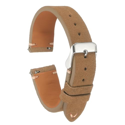 QUARKZMAN Wildleder Armbanduhrenbänder Schnellwechsel 18mm Vintage-Uhrenbänder Klassisches Uhrenarmband für Männer Frauen Ersatz, Hellbraun QUARKZMAN Wildleder Armbanduhrenbänder Schnellwechsel 18mm Vintage-Uhrenbänder Klassisches Uhrenarmband für Männer Frauen Ersatz, Hellbraun von QUARKZMAN