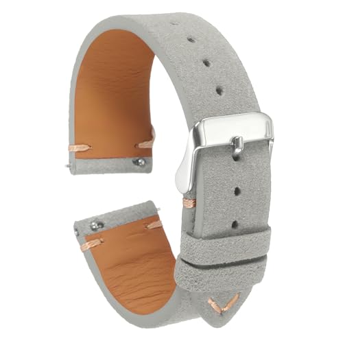QUARKZMAN Wildleder Armbanduhrenbänder mit Schnellverschluss 20mm Vintage-Uhrenbänder Klassisches Uhrenarmband für Männer Frauen Ersatz, Grau QUARKZMAN Wildleder Armbanduhrenbänder mit Schnellverschluss 20mm Vintage-Uhrenbänder Klassisches Uhrenarmband für Männer Frauen Ersatz, Grau von QUARKZMAN