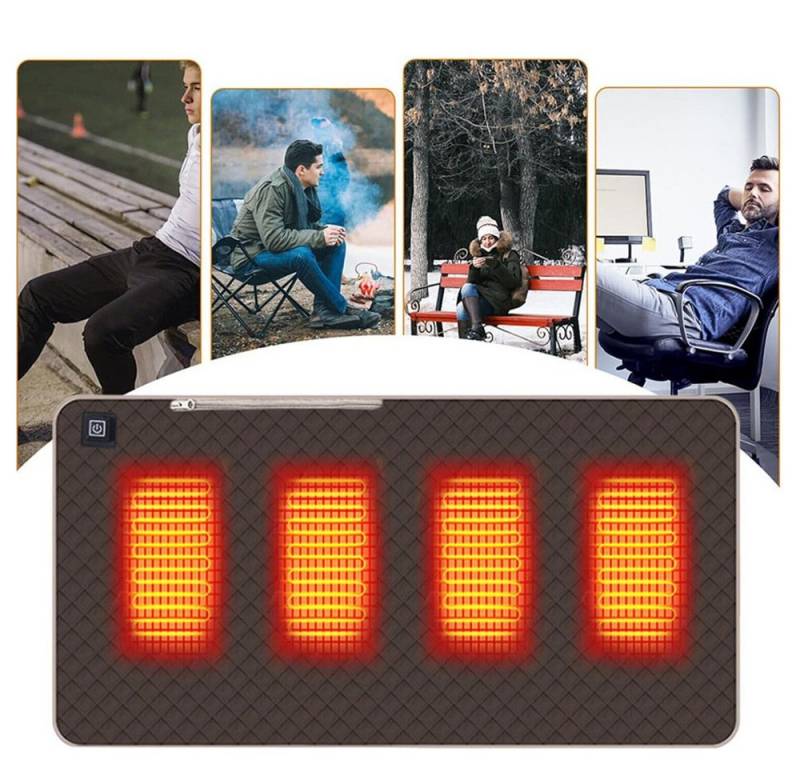 QUBEBU Heizkissen Beheiztes Sitzkissen Rutschfest Einstellbare Temperatur 40°C 50°C 60°C, Sitzheizung Auto Auflage KFZ-Sitzheizung Heizmatte Heizkissen 1-tlg. von QUBEBU