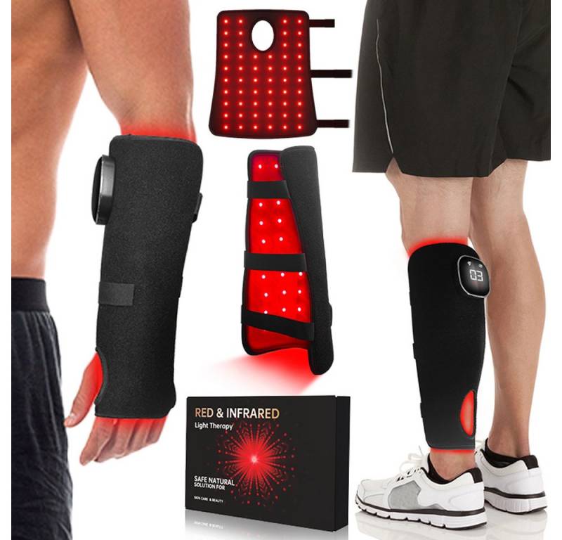 QUBEBU Infrarotlampe Infrarot-Therapie Kalb Armschutz bei Körperschmerzen 660nm & 850nm, 10/20 Minuten automatischer Timer, 1-tlg., Kann sich von Verletzungen erholen und Muskeln entspannen, Dual-Mode-Steuerung: Pulsmodus und konventioneller Modus von QUBEBU