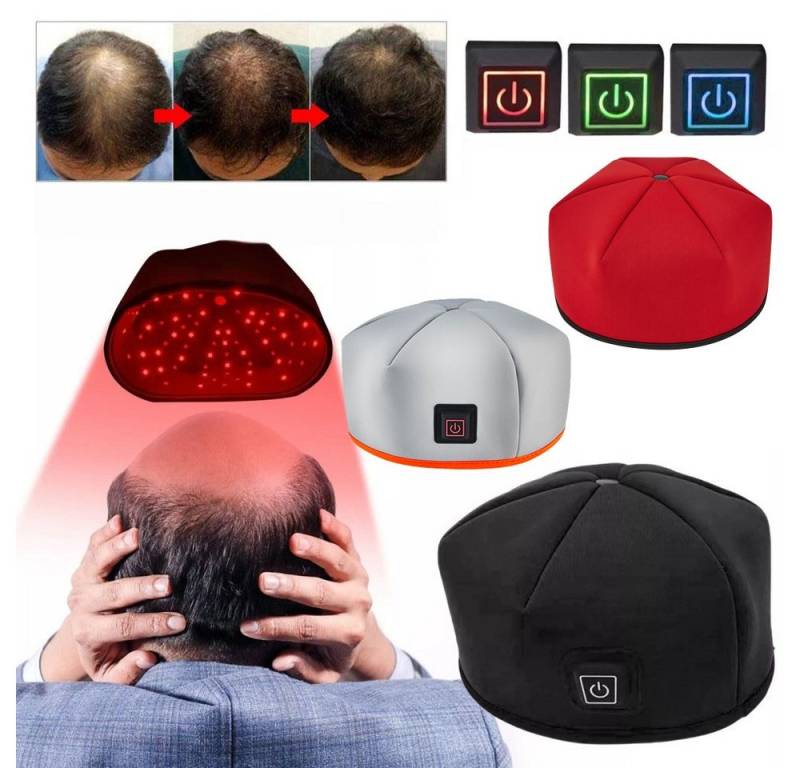 QUBEBU Infrarotlampe Rotlicht-Haarwuchshaube Infrarot Haarwuchskappe Haarausfall Verbessern, Anti-Haarausfall Fördert Nachwachsen Haare für Männer Frauen., Beheizte Infrarotmütze Helm für Haarwachstum Haarausfall, Therapie System für Haarwuchs, Haarwuchs Helm und Mütze. von QUBEBU
