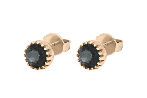 Qudo "London small" gelbgold Ohrstecker Ohrringe mit Swarovski Kristallen (graphite) von Qudo