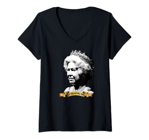 Damen Queen Elizabeth II portrait memoriam 1926 - 2022 Royal T-Shirt mit V-Ausschnitt Damen Queen Elizabeth II portrait memoriam 1926 - 2022 Royal T-Shirt mit V-Ausschnitt von QUEEN Elizabeth II England Meme British UK