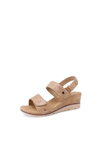 QUEEN HELENA BZ407 Sandalen mit Keilabsatz mit Fußbett Orthopädisch Casual Damen, Camel, 40 EU von QUEEN HELENA