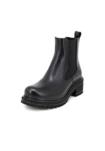 QUEEN HELENA Chelsea Boots mit Absatz, niedrige Stiefel, ohne Verschluss mit Plateau Casual Winter Damen X27-104, X27 104 Schwarz, 39 EU von QUEEN HELENA