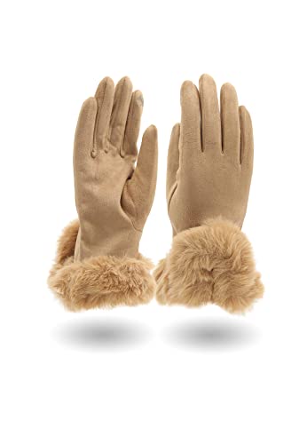 QUEEN HELENA Damen Fingerhandschuh G03 beige, Einheitsgröße von QUEEN HELENA