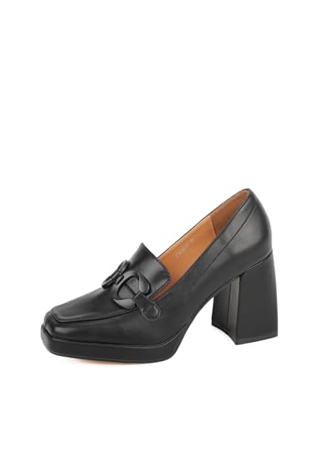 QUEEN HELENA Damen Loafers mit breiten Absätzen Elegante Schuhe mit Schnalle ZM9616, Schwarz , 40 EU QUEEN HELENA Damen Loafers mit breiten Absätzen Elegante Schuhe mit Schnalle ZM9616, Schwarz , 40 EU von QUEEN HELENA