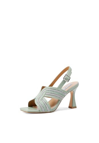 QUEEN HELENA - Damen-Sandalen aus Kunstleder und Stoff, grün, 40 EU von QUEEN HELENA