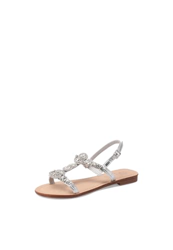 QUEEN HELENA Damen-Sandalen mit Strass Y6016, silber / schwarz, 36 EU von QUEEN HELENA