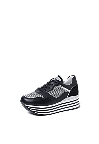 QUEEN HELENA Damen Turnschuhe High Sneakers mit Plateau x28 58 schwarz, 37 EU von QUEEN HELENA