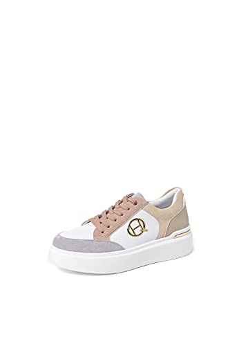 QUEEN HELENA Damen Turnschuhe Low Sneaker mit Plateau X28 6 Gold, 37 EU von QUEEN HELENA