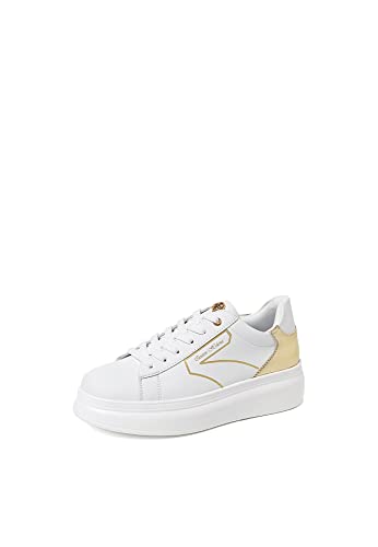 QUEEN HELENA Damen Turnschuhe mit Plateau Sneaker Low X28 11 Gold, 39 EU von QUEEN HELENA