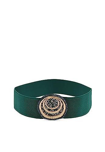 QUEEN HELENA Damengürtel Elasticher mit Strass Damen Ci014-1 Grün, Einheitsgröße von QUEEN HELENA