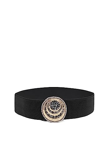 QUEEN HELENA Damengürtel Elasticher mit Strass Damen Ci014-1 Schwarz, Einheitsgröße von QUEEN HELENA