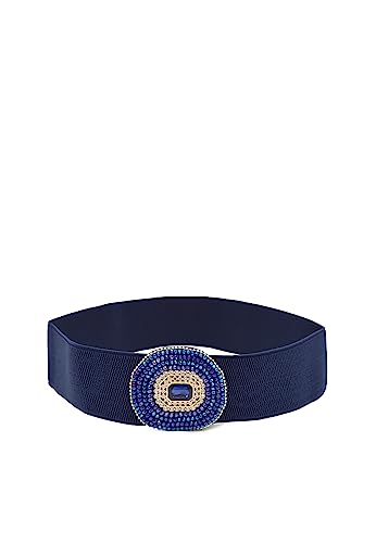 QUEEN HELENA Damengürtel Elasticher mit Strass Damen Ci014-3 Blau, Einheitsgröße von QUEEN HELENA