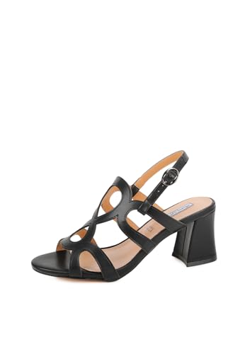 QUEEN HELENA Elegante Damen Sandalen mit quadratischem Absatz und Riemen ZM9664, Schwarz , 38 EU von QUEEN HELENA