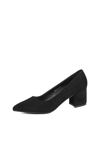 QUEEN HELENA Elegante Flache Schuhe mit Absatz für Damen ZM9503 Schwarz, 40 EU von QUEEN HELENA