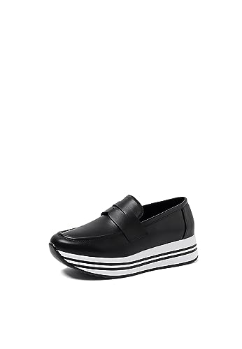 QUEEN HELENA Elegante Französische Halbschuhe ohne Schnürsenkel mit Plateau für Damen X29-39 Schwarz, 38 EU QUEEN HELENA Elegante Französische Halbschuhe ohne Schnürsenkel mit Plateau für Damen X29-39 Schwarz, 38 EU von QUEEN HELENA