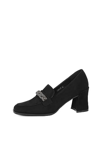 QUEEN HELENA Elegante Halbschuhe mit Flachem Absatz für Damen ZM9527 Schwarz, 37 EU von QUEEN HELENA