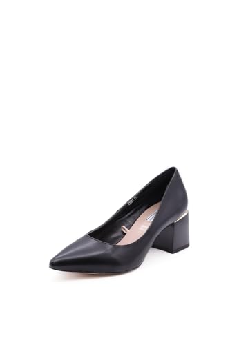 QUEEN HELENA Elegante Pumps mit Breitem Absatz für Damen K2081 Schwarz Pu, 40 EU von QUEEN HELENA