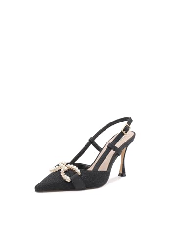 QUEEN HELENA Elegante Pumps mit Perlen Schuhe mit geschlossener Spitze für Damen K3311, Schwarz , 35 EU von QUEEN HELENA