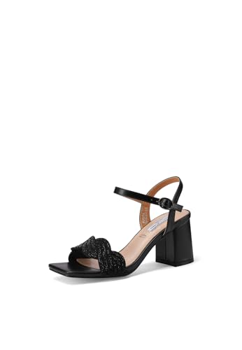 QUEEN HELENA Elegante Sandalen mit Strass offene Schuhe mit Riemen für Damen ZM9656, Schwarz , 37 EU von QUEEN HELENA
