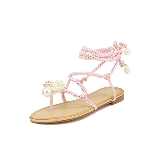 QUEEN HELENA Flip Flop Sandalen Flach Damen, Y4004 Rosa, 39 EU von QUEEN HELENA