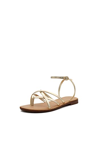 QUEEN HELENA Flip Flop Sandalen Flach Damen Y5010 gold, 40 EU von QUEEN HELENA