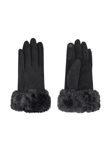QUEEN HELENA G03 G03 Winterhandschuhe, warm, aus weichem Wildleder, elegant, für Damen, G03-2 Schwarz, Einheitsgröße von QUEEN HELENA