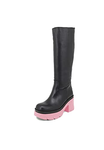 QUEEN HELENA Hohe Stiefel Biker Leder Absatz Plateau Winter Ohne Verschluss Lässige Bequeme Damen KIM101, Rosa, 37 EU QUEEN HELENA Hohe Stiefel Biker Leder Absatz Plateau Winter Ohne Verschluss Lässige Bequeme Damen KIM101, Rosa, 37 EU von QUEEN HELENA