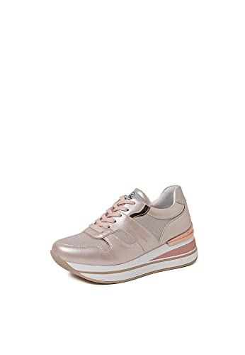 QUEEN HELENA Hohe Turnschuhe Sneakers Casual Plateau Plateau Keilabsatz Leichte Damen X28-36, X28 38 Rosa, 38 EU von QUEEN HELENA