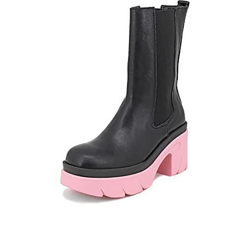 QUEEN HELENA KIM92 Chelsea Boots mit Lederabsatz für Damen (Rosa, numeric_38) von QUEEN HELENA