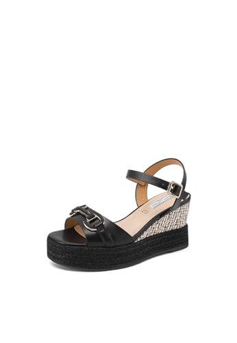 QUEEN HELENA Keilabsatz Damen Sandalen Casual mit Plateau ZM9935, Schwarz , 37 EU von QUEEN HELENA