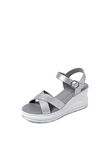 QUEEN HELENA Keilsandaletten Damen X28-213 silber/schwarz, 37 EU von QUEEN HELENA