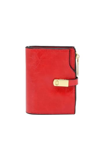 QUEEN HELENA Kurze Schmale Geldbörse Brieftasche mit Kartenfach PF22-6 rot von QUEEN HELENA