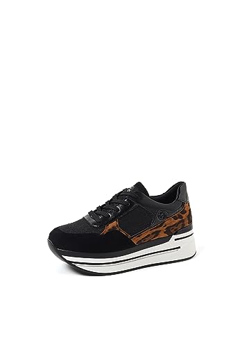 QUEEN HELENA Lässige Sneakers mit Keilabsatz für Damen X29-27 Leopard, 40 EU von QUEEN HELENA