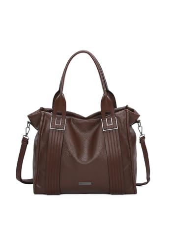 QUEEN HELENA Weiche Tasche Große Tasche für Damen Tasche mit Abnehmbarem Schultergurt M9012 braun von QUEEN HELENA