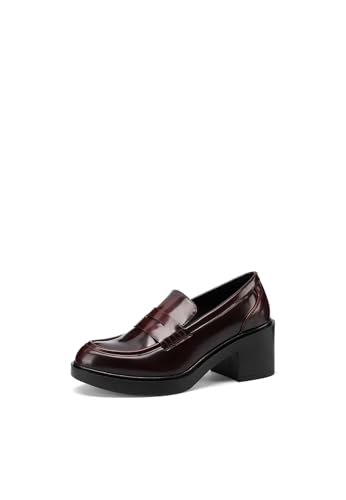 QUEEN HELENA Mokassins mit Absatz Francesine Casual Elegant Damen X31-82, bordeaux, 38 EU von QUEEN HELENA