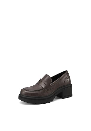 QUEEN HELENA Mokassins mit breitem Absatz Francesine Casual Elegant Damen X33-80, Schwarz , 38 EU von QUEEN HELENA