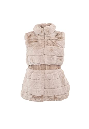 QUEEN HELENA Pelz Ärmellos mit Reißverschluss Jacke mit Fell Winter Weich Warm Casual Elegant Damen PLC01, Rosa, Einheitsgröße von QUEEN HELENA