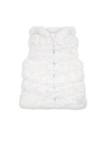 QUEEN HELENA Pelz-Weste warme Winterjacke Casual Elegant Damen PLC03-1, Weiß, Einheitsgröße von QUEEN HELENA