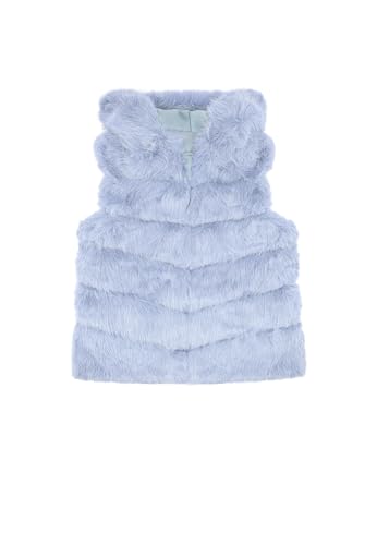 QUEEN HELENA Pelz-Weste warme Winterjacke Casual Elegant Damen PLC03-1, blau, Einheitsgröße von QUEEN HELENA