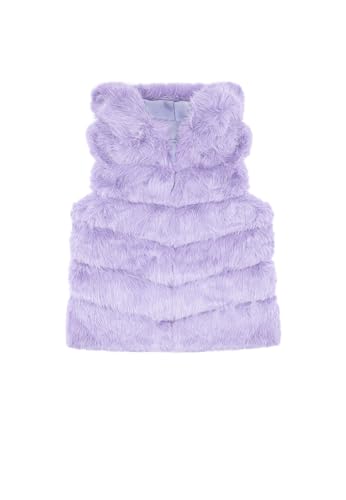 QUEEN HELENA Pelz-Weste warme Winterjacke Casual Elegant Damen PLC03-1, violett, Einheitsgröße von QUEEN HELENA