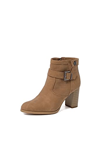 QUEEN HELENA Perforierte Stiefeletten, niedrige Stiefeletten mit seitlichem Reißverschluss, Schuhe mit Absatz für Damen X28-104, braun, 37 EU QUEEN HELENA Perforierte Stiefeletten, niedrige Stiefeletten mit seitlichem Reißverschluss, Schuhe mit Absatz für Damen X28-104, braun, 37 EU von QUEEN HELENA