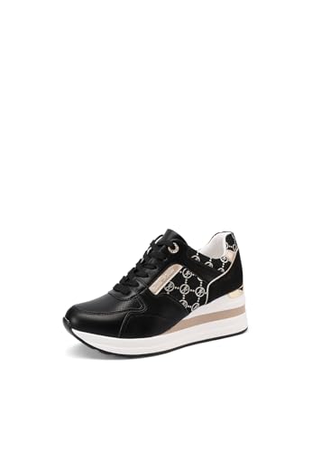 QUEEN HELENA Platform Sneakers Hohe Casual Damen X32-22, Schwarz , 41 EU von QUEEN HELENA